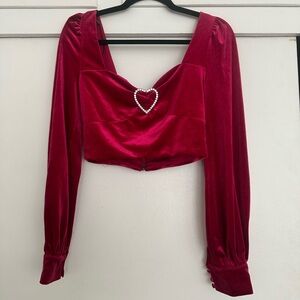 Cropped Magenta Velvet Women's Top